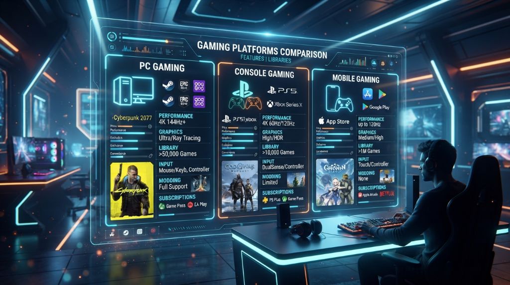 Comparing gaming platforms, features, and game libraries