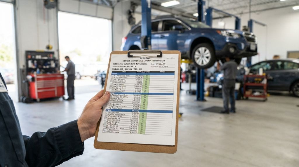 Car maintenance schedule by mileage from 5,000 to 100,000 miles